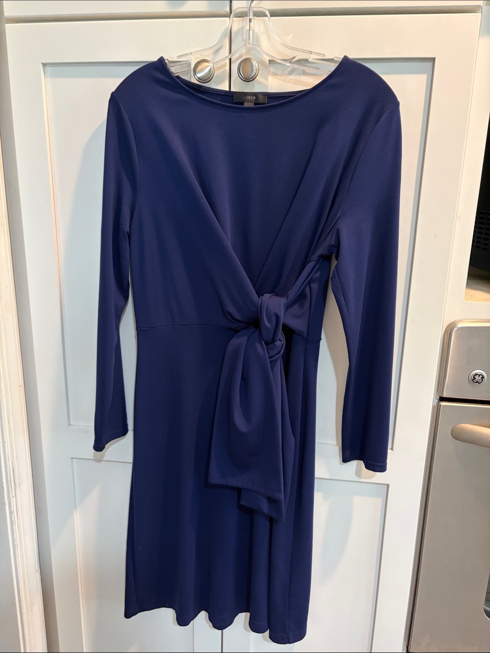 J. Crew Navy Long-Sleeve Wrap Dress with Side Knot